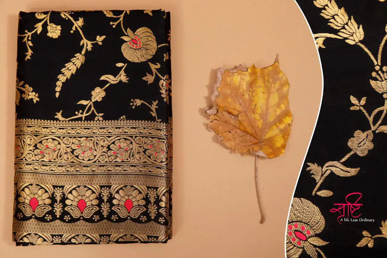 Black Banarsari Silk With Lace Border Saree | Sarees, Bollywood Sarees, Creative Sarees, Designer Sarees, Embroidered Sarees, Ethnic Saree, Modern Digital sarees, Party Wear Sarees