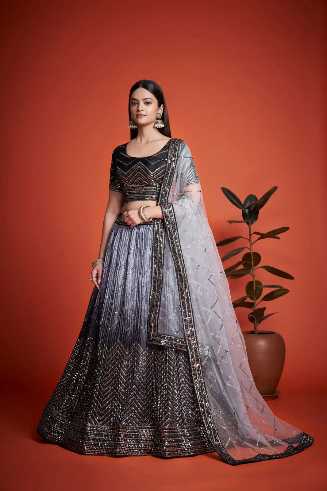 Black Chinon Embroidery and Sequins Lehenga Choli | Lehenga, Bollywood Lehenga, Creative Lehenga, Designer Lehenga, Embroidered Lehenga, Party Wear Lehenga