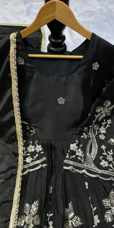 Black Chinon Silk Lace Embroidery Work Salwar Suit | Jump Suits, Salwar suit, Casual Suits, Creative suits, Designer Suits, Palazzo Suits, Party Wear Suits, Patiala Suits, Straight Suits
