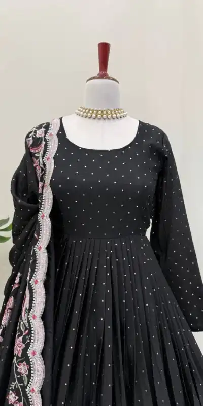 Black Chinon Silk Sequence Work Salwar Suit | Jump Suits, Salwar suit, Casual Suits, Creative suits, Designer Suits, Palazzo Suits, Party Wear Suits, Patiala Suits, Straight Suits