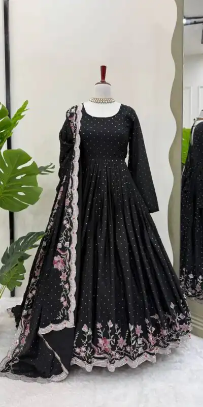 Black Chinon Silk Sequence Work Salwar Suit | Jump Suits, Salwar suit, Casual Suits, Creative suits, Designer Suits, Palazzo Suits, Party Wear Suits, Patiala Suits, Straight Suits