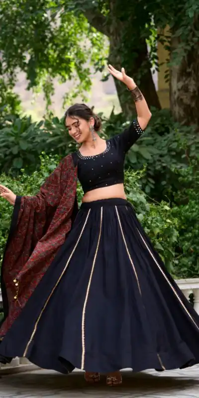 Black Cotton Plain Lehenga Choli | Lehenga, Bollywood Lehenga, Creative Lehenga, Designer Lehenga, Embroidered Lehenga, Party Wear Lehenga