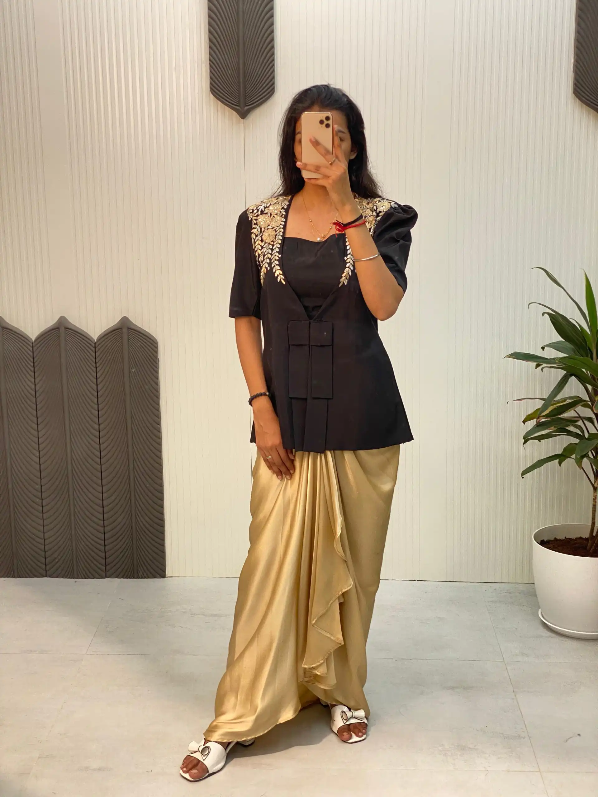 Black Cream French Crape Sequence Embroidery Dhoti Suit | Jump Suits, Salwar suit, Casual Suits, Creative suits, Designer Suits, Palazzo Suits, Party Wear Suits, Patiala Suits, Straight Suits