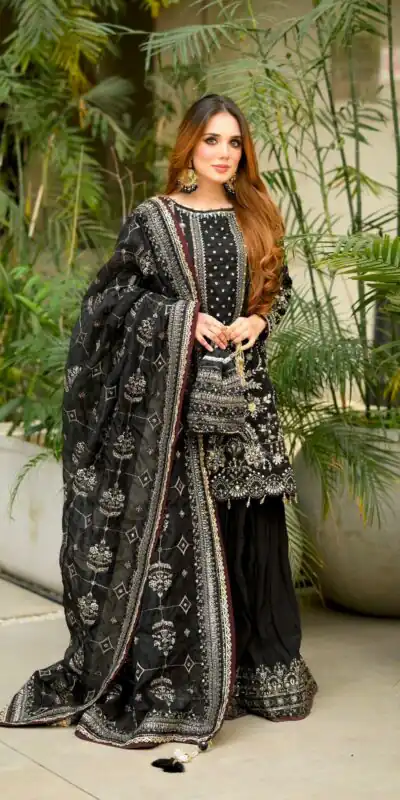 Black Crush Georgette Sequence Work Salwar Suit | Jump Suits, Salwar suit, Casual Suits, Creative suits, Designer Suits, Palazzo Suits, Party Wear Suits, Patiala Suits, Straight Suits