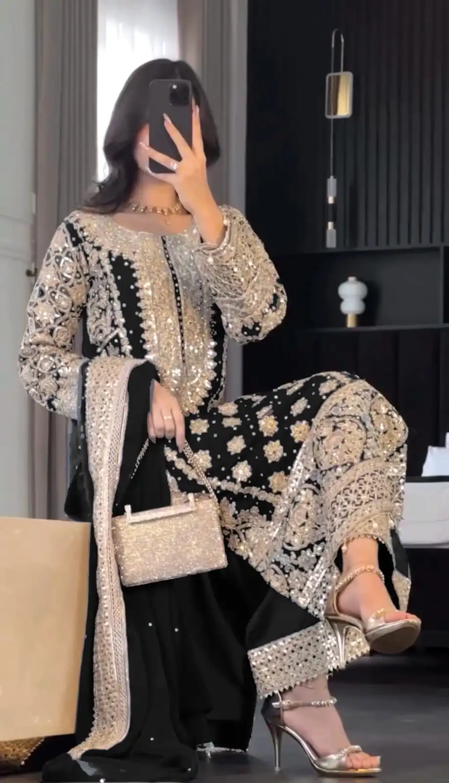 Black Faux Georgette Embroidery Salwar Suit | Jump Suits, Salwar suit, Casual Suits, Creative suits, Designer Suits, Palazzo Suits, Party Wear Suits, Patiala Suits, Straight Suits