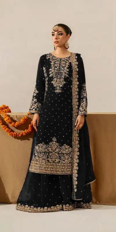 Black Faux Georgette Lace Work Salwar Suit | Jump Suits, Salwar suit, Casual Suits, Creative suits, Designer Suits, Palazzo Suits, Party Wear Suits, Patiala Suits, Straight Suits