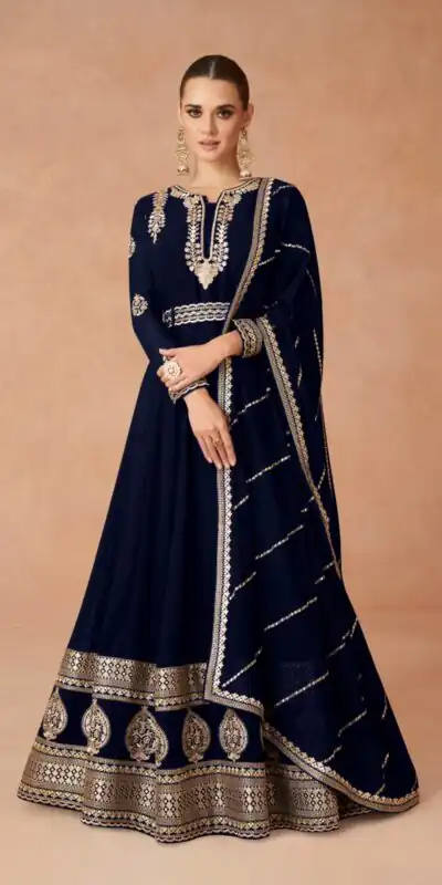 Black Faux Georgette With Embroidery Work Anarkali Gown | Gowns, Bollywood Gowns, Creative Gowns, Designer Gowns, Embroidered Gowns, Party Wear Gowns, Straight Suits