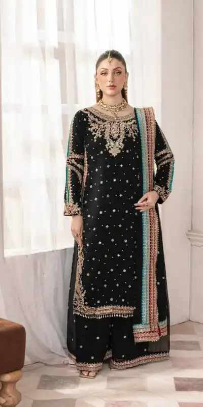 Black Fuax Georgette Mirror Work Embroidery Salwar Suit | Jump Suits, Tops & Bottoms, Track Suits, Salwar suit, Casual Suits, Creative suits, Designer Suits, Palazzo Suits, Party Wear Suits, Patiala Suits, Straight Suits, Trendy Wear