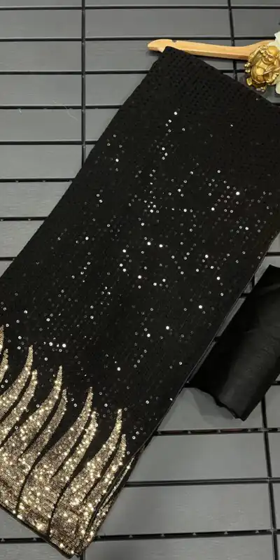 Black Full Saree Of Heavy Quality 60 Gram Georgette Saree | Sarees, Bollywood Sarees, Creative Sarees, Designer Sarees, Embroidered Sarees, Ethnic Saree, Modern Digital sarees, Party Wear Sarees