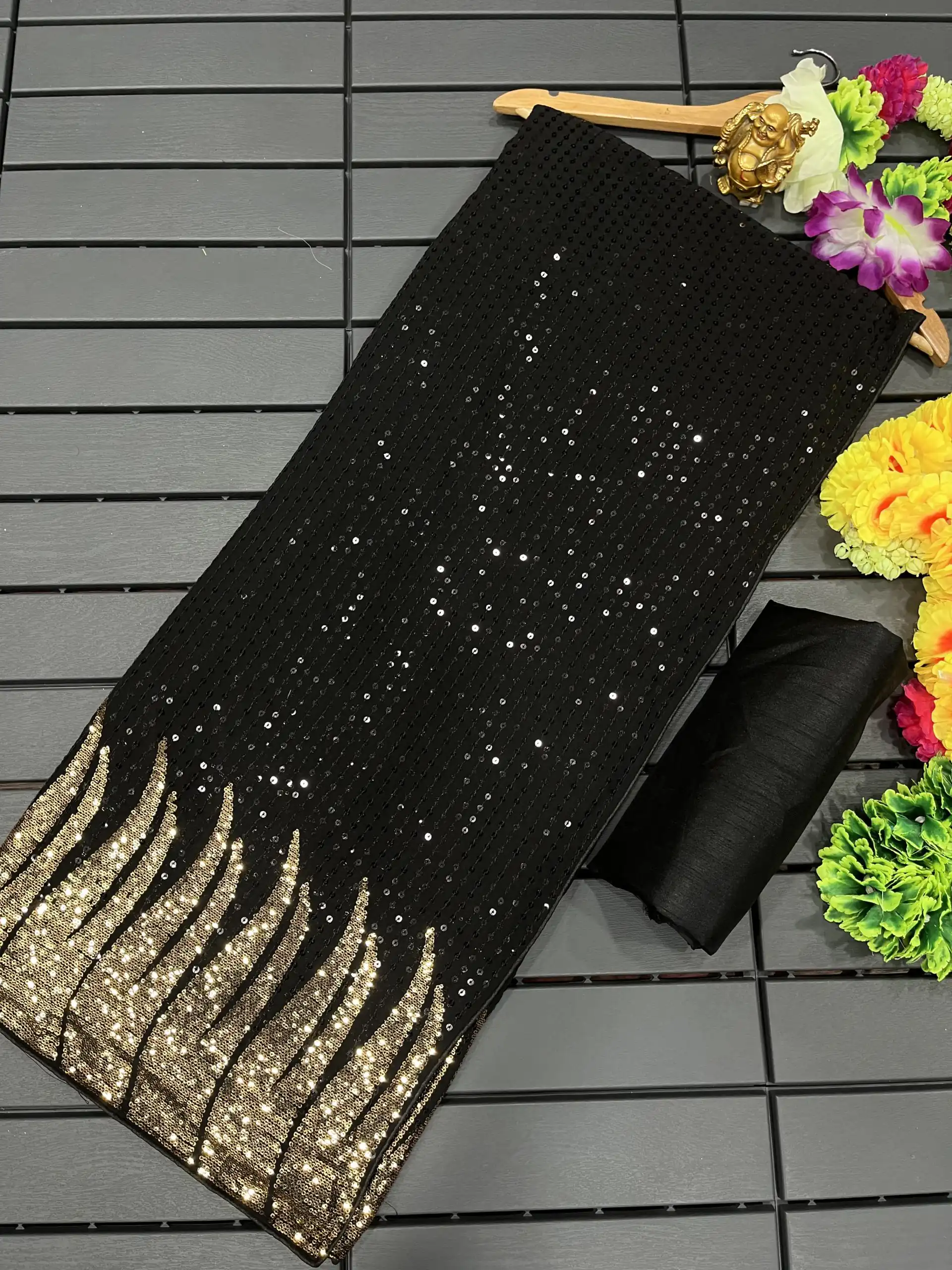 Black Full Saree Of Heavy Quality 60 Gram Georgette Saree | Sarees, Bollywood Sarees, Creative Sarees, Designer Sarees, Embroidered Sarees, Ethnic Saree, Modern Digital sarees, Party Wear Sarees
