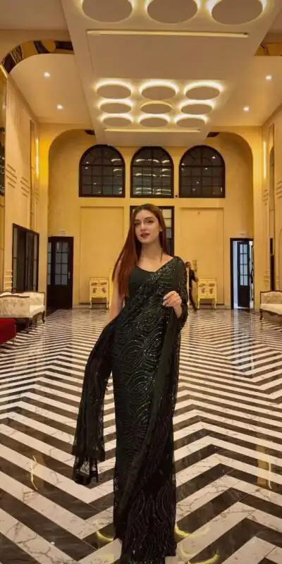 Black Georgette 60 Gram 5MM Sequins Embroidery Work Saree | Sarees, Bollywood Sarees, Creative Sarees, Designer Sarees, Embroidered Sarees, Ethnic Saree, Modern Digital sarees, Party Wear Sarees