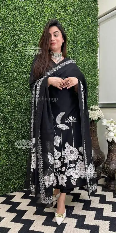 Black Georgette Digital Print Salwar Suit | Jump Suits, Salwar suit, Casual Suits, Creative suits, Designer Suits, Palazzo Suits, Party Wear Suits, Patiala Suits, Straight Suits
