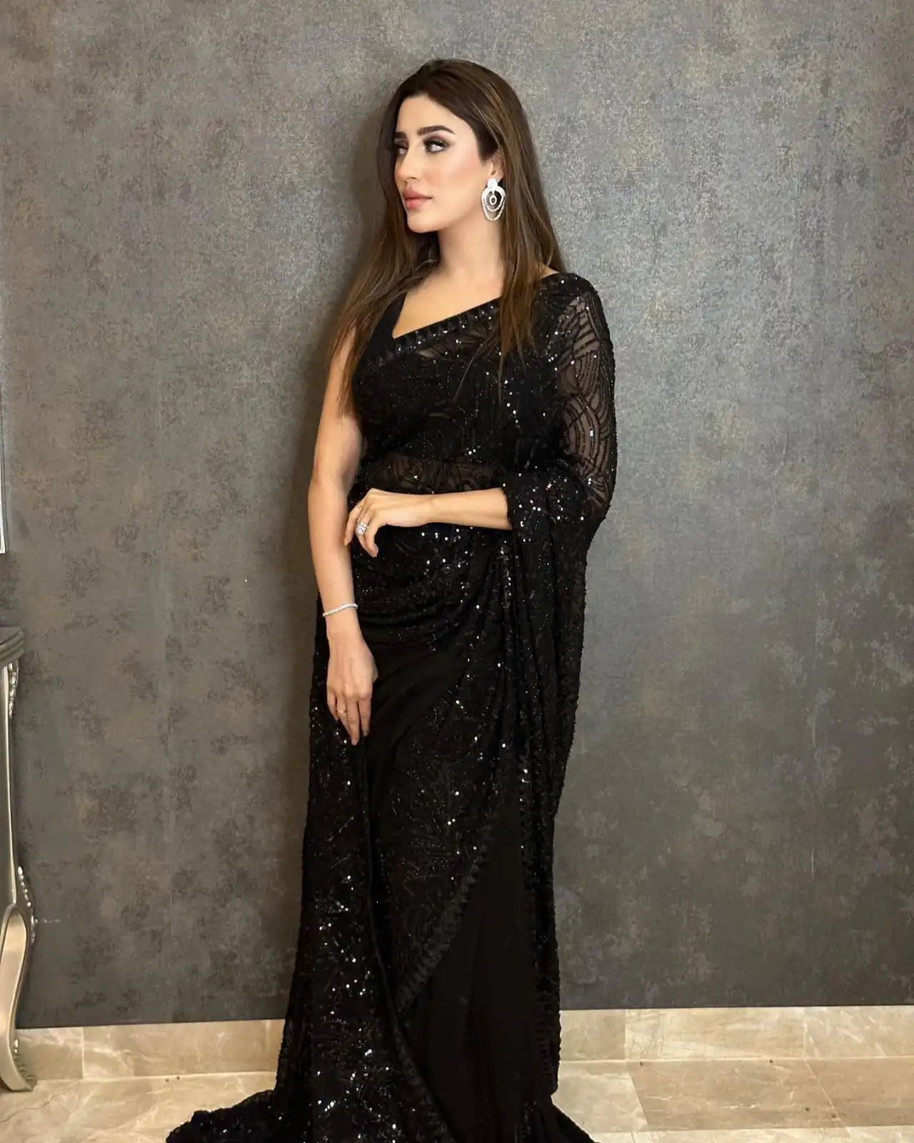 Black Georgette Embroidered Sequin Saree | Sarees, Bollywood Sarees, Creative Sarees, Designer Sarees, Embroidered Sarees, Ethnic Saree, Modern Digital sarees, Party Wear Sarees