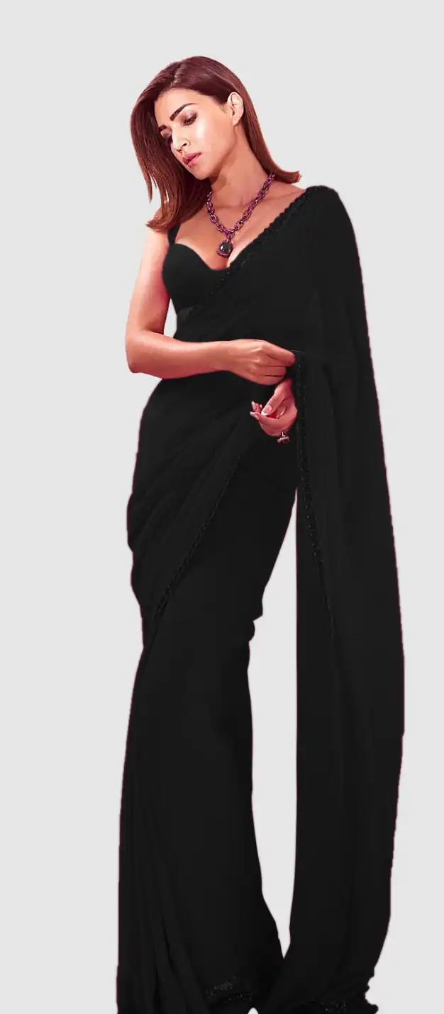 Black Georgette Embroidery Dual Sequence Saree | Sarees, Bollywood Sarees, Creative Sarees, Designer Sarees, Embroidered Sarees, Ethnic Saree, Modern Digital sarees, Party Wear Sarees