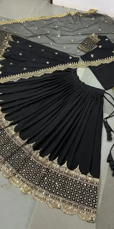 Black Georgette Embroidery Lehenga Choli | Lehenga, Bollywood Lehenga, Creative Lehenga, Designer Lehenga, Embroidered Lehenga, Party Wear Lehenga
