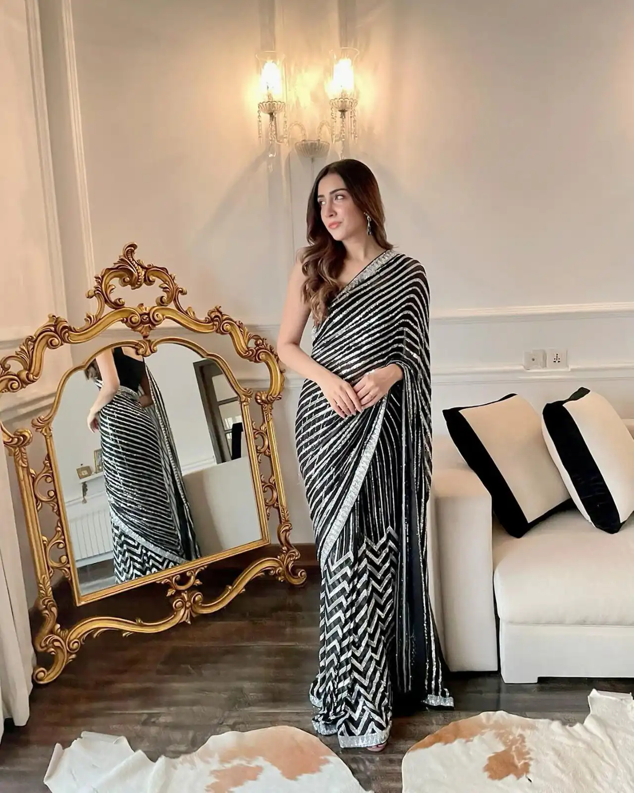 Black Georgette Embroidery Sequence Work Saree | Sarees, Bollywood Sarees, Creative Sarees, Designer Sarees, Embroidered Sarees, Ethnic Saree, Modern Digital sarees, Party Wear Sarees