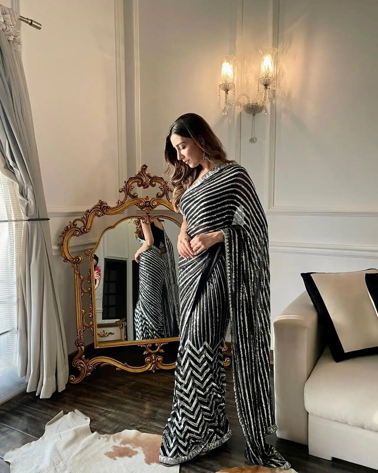 Black Georgette Embroidery Sequence Work Saree | Sarees, Bollywood Sarees, Creative Sarees, Designer Sarees, Embroidered Sarees, Ethnic Saree, Modern Digital sarees, Party Wear Sarees