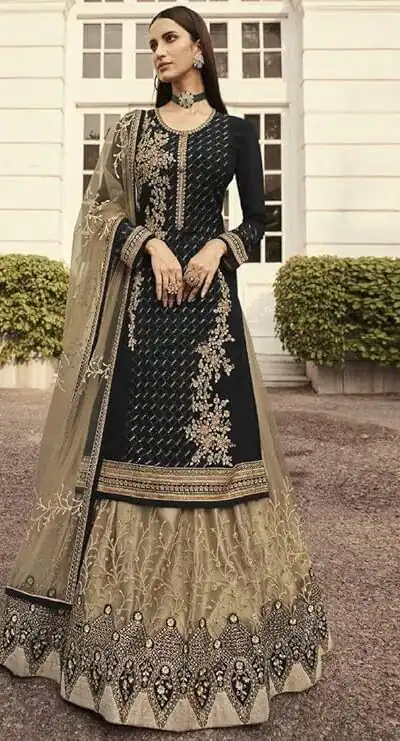 Black Georgette Embroidery Stone Work Lehenga Choli | Lehenga, Bollywood Lehenga, Creative Lehenga, Designer Lehenga, Embroidered Lehenga, Party Wear Lehenga