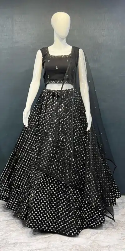 Black Georgette Embroidery Work Lehenga Choli | Lehenga, Bollywood Lehenga, Creative Lehenga, Designer Lehenga, Embroidered Lehenga, Party Wear Lehenga