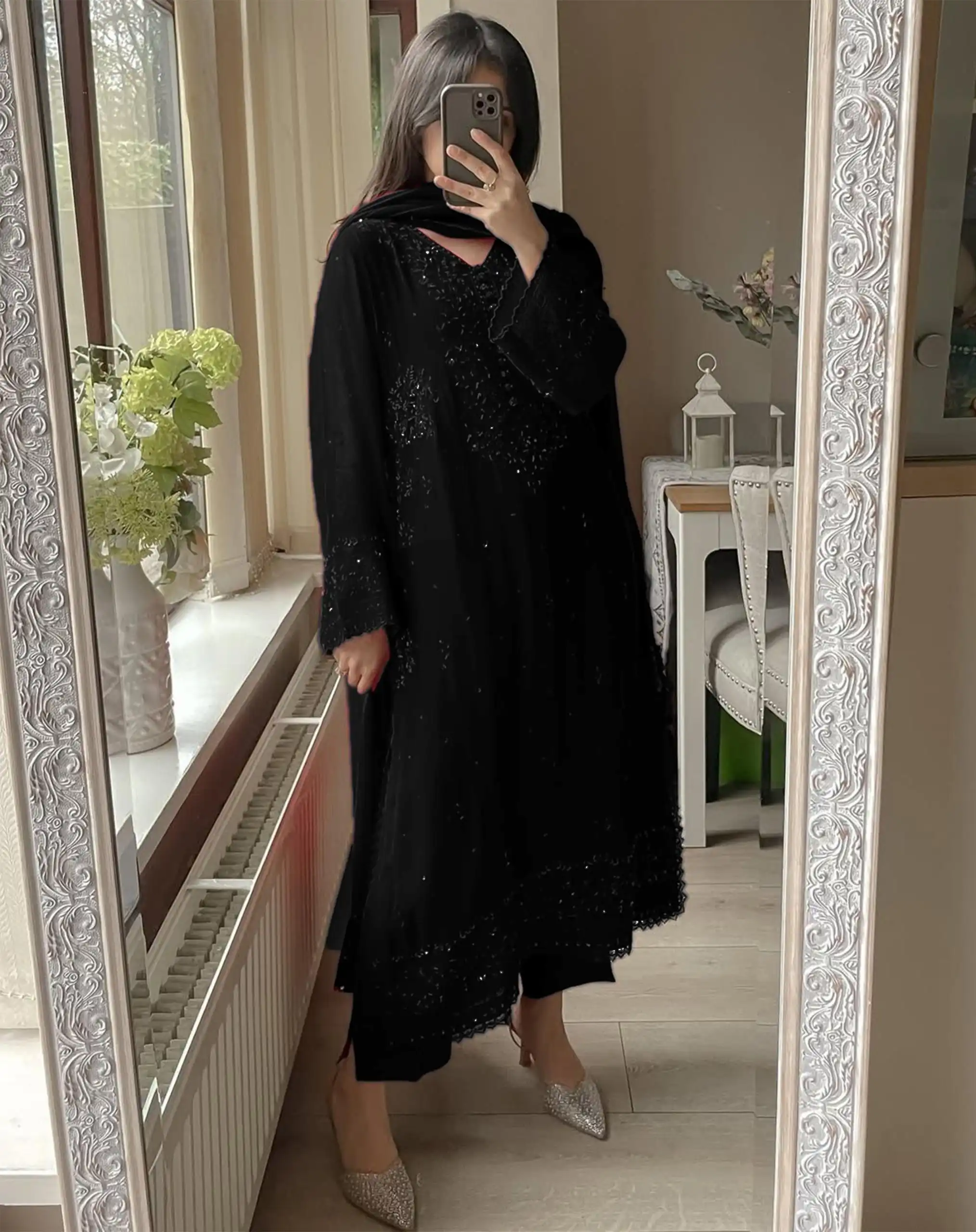 Black Georgette Embroidery Work Salwar Suit | Jump Suits, Tops & Bottoms, Track Suits, Salwar suit, Casual Suits, Creative suits, Designer Suits, Palazzo Suits, Party Wear Suits, Patiala Suits, Straight Suits, Trendy Wear