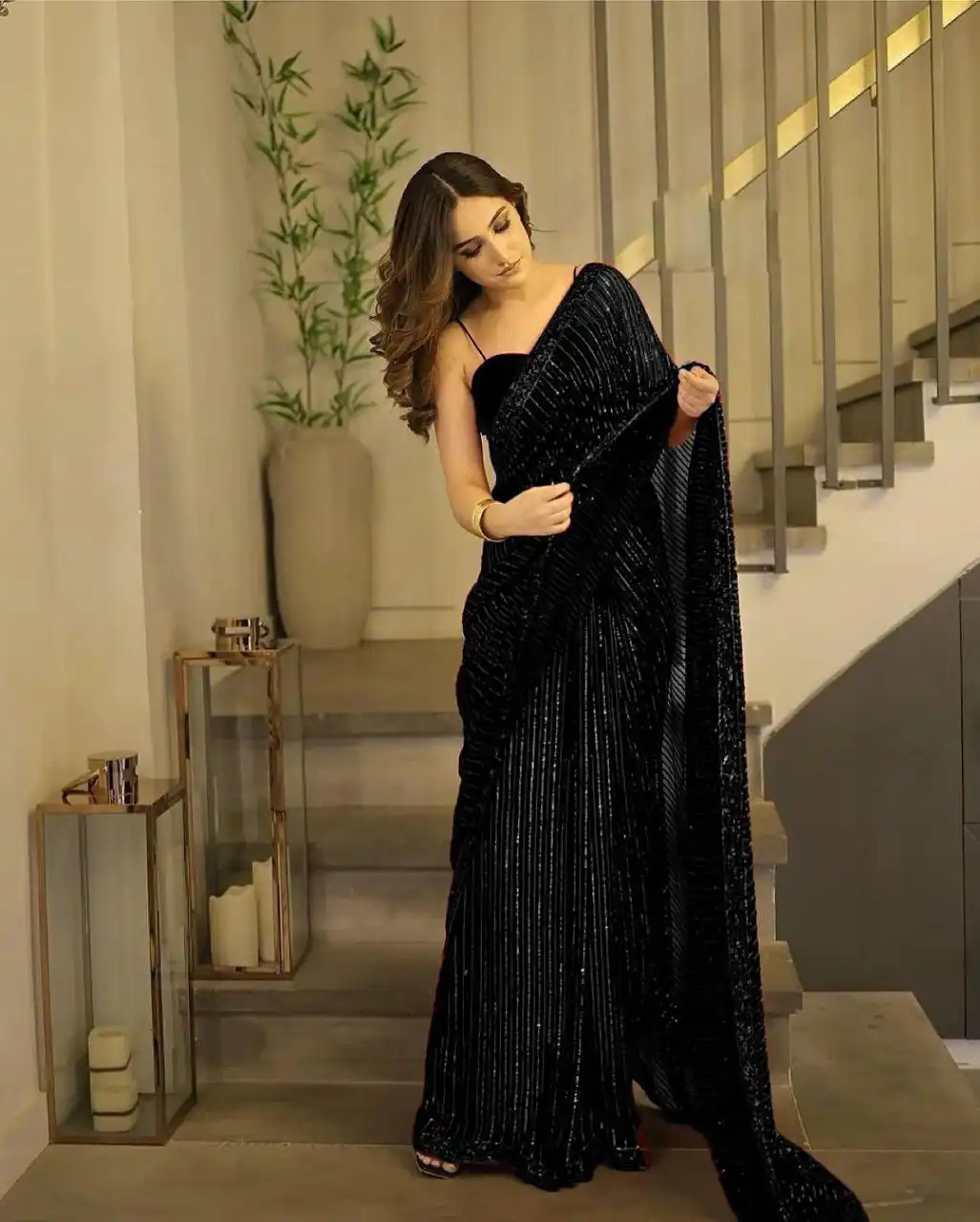 Black Georgette Heavy Sequins Embroidery Saree | Sarees, Bollywood Sarees, Creative Sarees, Designer Sarees, Embroidered Sarees, Ethnic Saree, Modern Digital sarees, Party Wear Sarees