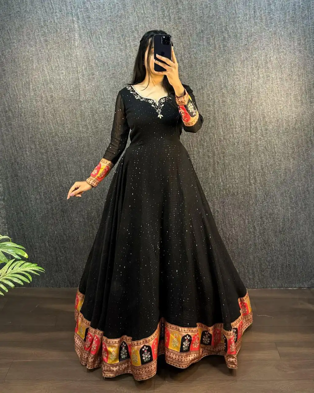 Black Georgette Wide Sequence Work Anarkali Gown | Gowns, Bollywood Gowns, Creative Gowns, Designer Gowns, Embroidered Gowns, Party Wear Gowns, Straight Suits
