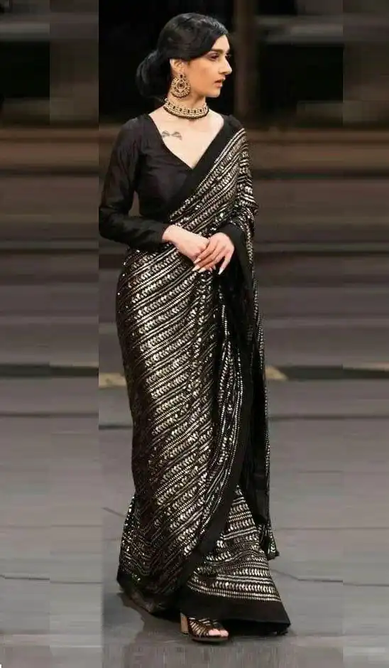 Black Georgette With Sequence All Over Saree | Sarees, Bollywood Sarees, Creative Sarees, Designer Sarees, Embroidered Sarees, Ethnic Saree, Modern Digital sarees, Party Wear Sarees