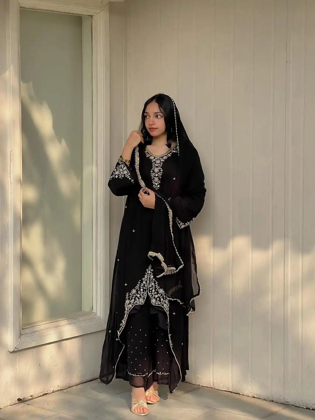 Black heavy Georgette Embroidery Salwar Suit | Jump Suits, Salwar suit, Casual Suits, Creative suits, Designer Suits, Palazzo Suits, Party Wear Suits, Patiala Suits, Straight Suits