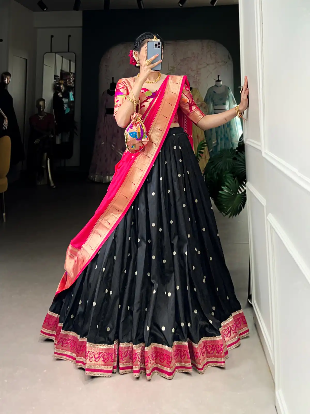 Black Jacquard Weaving Lehenga Choli | Lehenga, Bollywood Lehenga, Creative Lehenga, Designer Lehenga, Embroidered Lehenga, Party Wear Lehenga