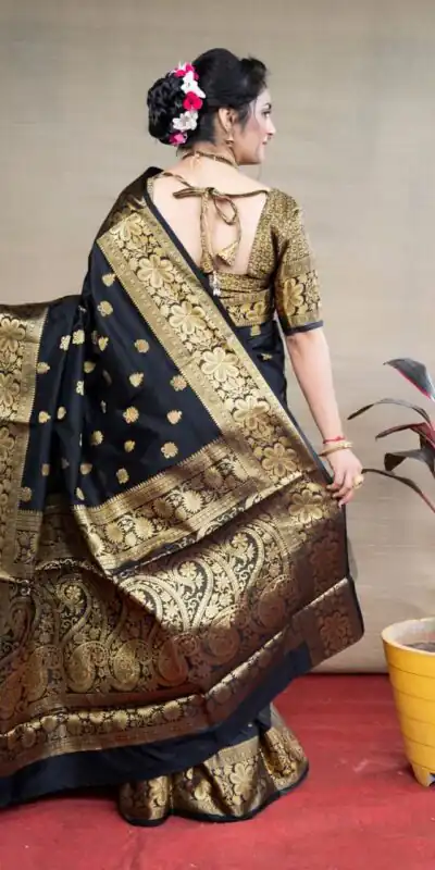 Black Lichi Silk Border Work Saree | Sarees, Bollywood Sarees, Creative Sarees, Designer Sarees, Embroidered Sarees, Ethnic Saree, Modern Digital sarees, Party Wear Sarees