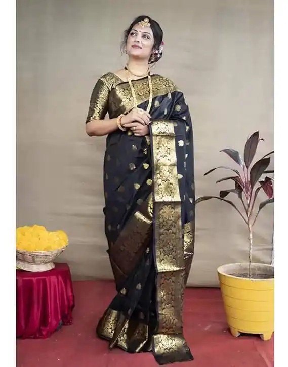 Black Lichi Silk Border Work Saree | Sarees, Bollywood Sarees, Creative Sarees, Designer Sarees, Embroidered Sarees, Ethnic Saree, Modern Digital sarees, Party Wear Sarees