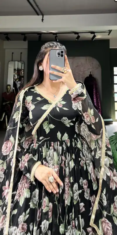 Black Marble Floral Print Lace Touch Up Gown | Gowns, Bollywood Gowns, Creative Gowns, Designer Gowns, Embroidered Gowns, Party Wear Gowns
