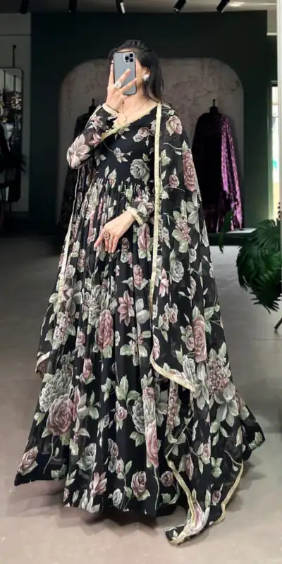 Black Marble Floral Print Lace Touch Up Gown | Gowns, Bollywood Gowns, Creative Gowns, Designer Gowns, Embroidered Gowns, Party Wear Gowns