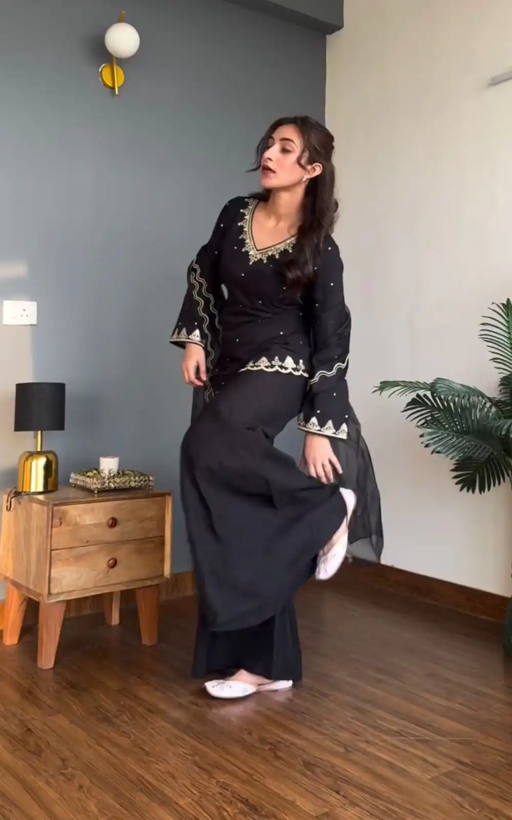 Black Natural Crap Silk With Embroider Salwar Suit | Jump Suits, Tops & Bottoms, Track Suits, Salwar suit, Casual Suits, Creative suits, Designer Suits, Palazzo Suits, Party Wear Suits, Patiala Suits, Straight Suits, Trendy Wear