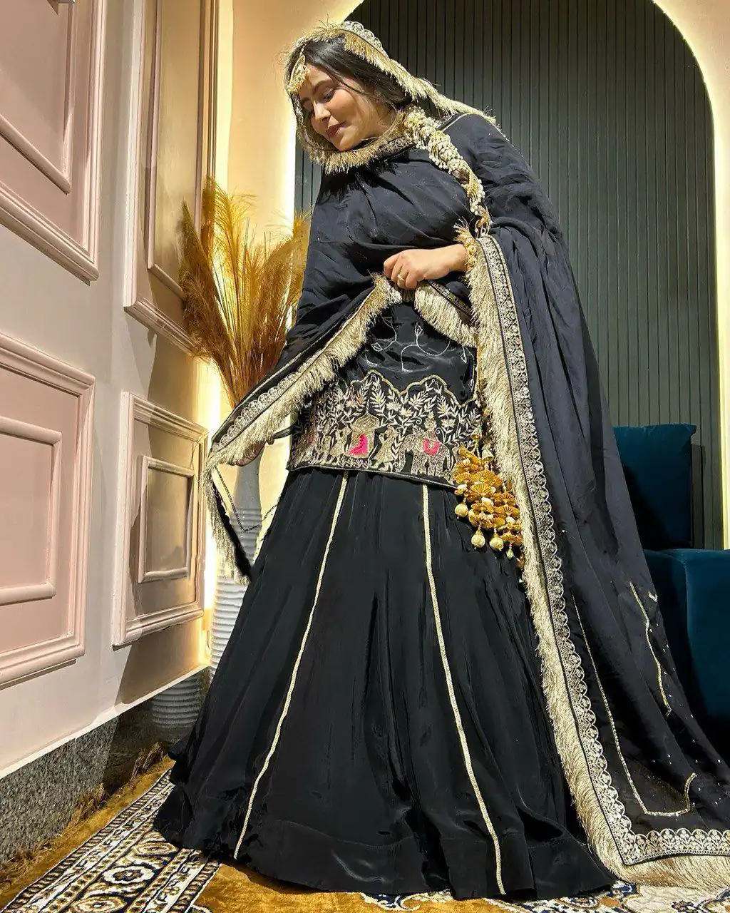 Black Natural Crep Silk Bead Lace Work Salwar Suit | Jump Suits, Salwar suit, Casual Suits, Creative suits, Designer Suits, Palazzo Suits, Party Wear Suits, Patiala Suits, Straight Suits