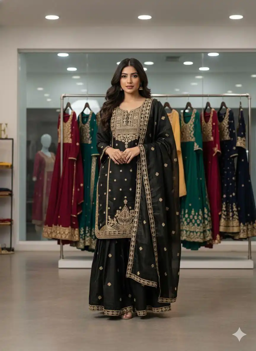 Black Organza Sequence Work Salwar Suit | Jump Suits, Salwar suit, Casual Suits, Creative suits, Designer Suits, Palazzo Suits, Party Wear Suits, Patiala Suits, Straight Suits