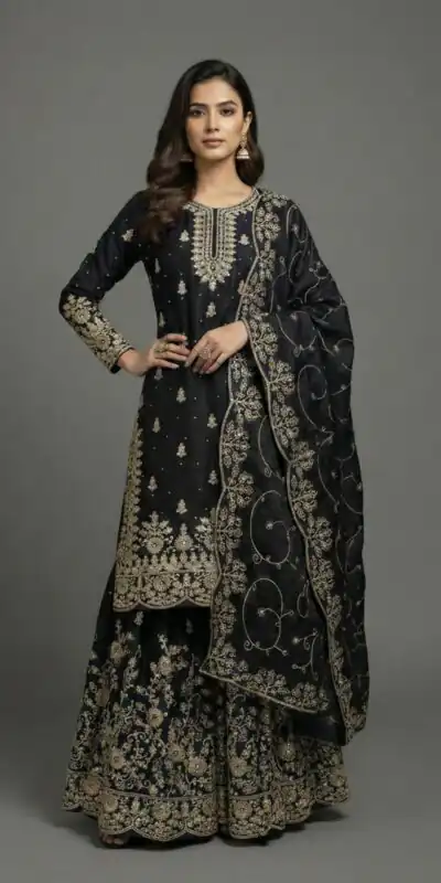 Black Organza Silk Embroidery Lace Work Salwar Suit | Jump Suits, Salwar suit, Casual Suits, Creative suits, Designer Suits, Palazzo Suits, Party Wear Suits, Patiala Suits, Straight Suits