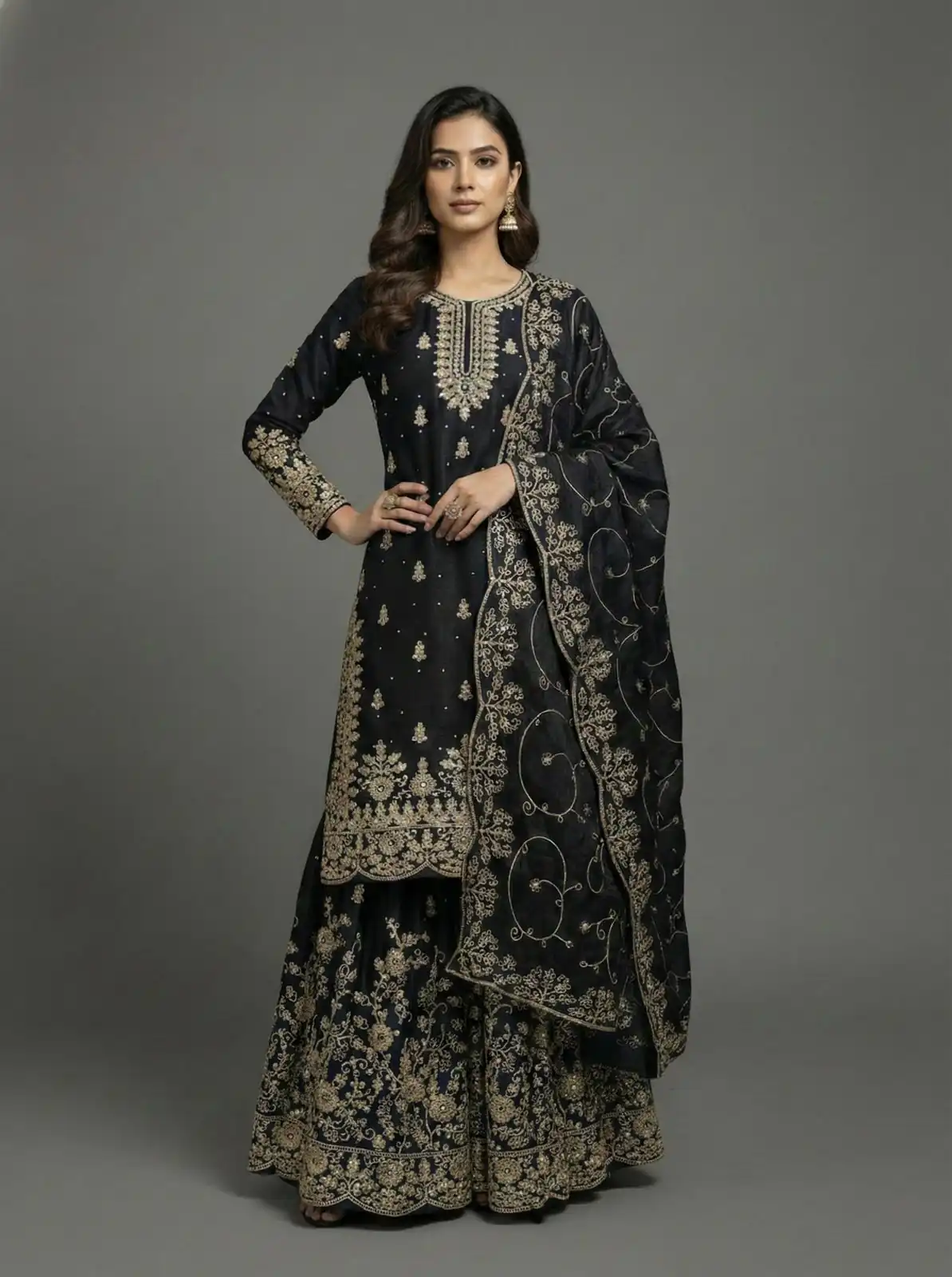 Black Organza Silk Embroidery Lace Work Salwar Suit | Jump Suits, Salwar suit, Casual Suits, Creative suits, Designer Suits, Palazzo Suits, Party Wear Suits, Patiala Suits, Straight Suits