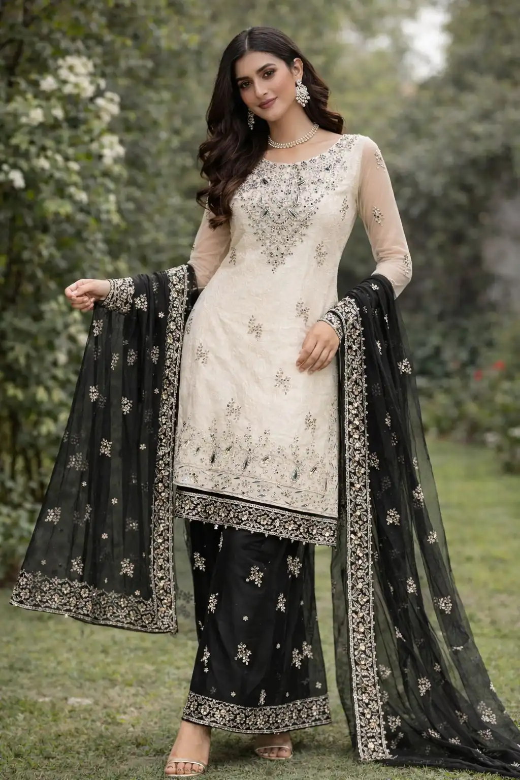 Black Organza Silk Moti Work Salwar Suit | Jump Suits, Salwar suit, Casual Suits, Creative suits, Designer Suits, Palazzo Suits, Party Wear Suits, Patiala Suits, Straight Suits