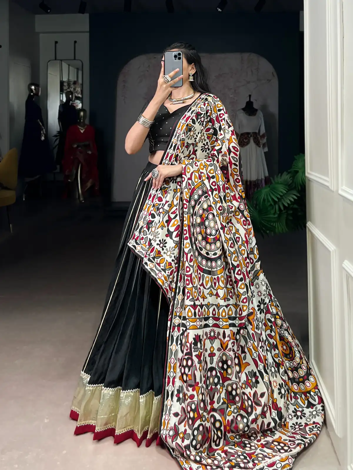 Black Pure Chanderi Zari Work Gotta Patti Lehenga Choli | Lehenga, Bollywood Lehenga, Creative Lehenga, Designer Lehenga, Embroidered Lehenga, Party Wear Lehenga