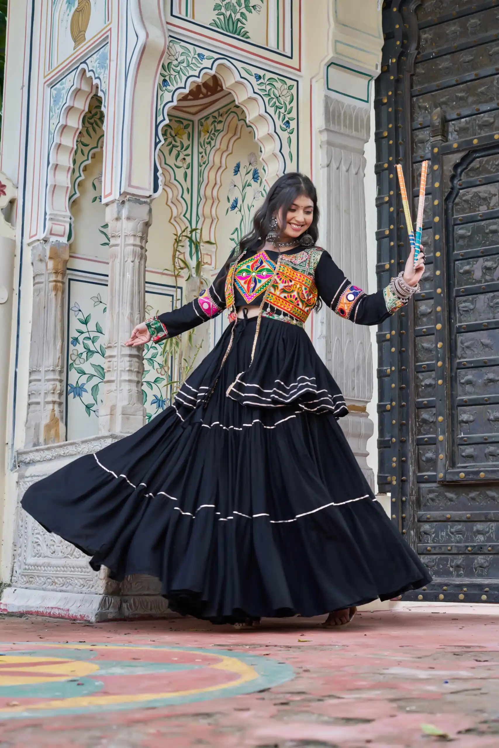 Black Pure Cotton Mirror Gamthi Work Lehenga Choli | Lehenga, Bollywood Lehenga, Creative Lehenga, Designer Lehenga, Embroidered Lehenga, Party Wear Lehenga