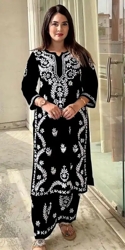 Black Rayon Wid Lakhnavi  Style Work Kurti | Kurti, Bollywood Kurti, Creative Kurtis, Designer Kurti, Party Wear Kurti, Selfie Kurti