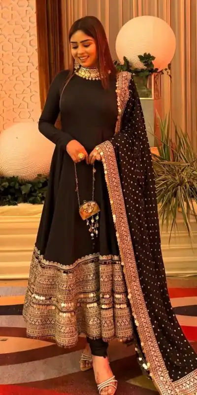 Black Roman Silk Embroidery Lace Work Gown | Gowns, Bollywood Gowns, Creative Gowns, Designer Gowns, Embroidered Gowns, Party Wear Gowns