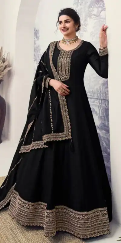 Black Silk Georgette Embroidery Work Salwar Suit | Jump Suits, Salwar suit, Casual Suits, Creative suits, Designer Suits, Palazzo Suits, Party Wear Suits, Patiala Suits, Straight Suits