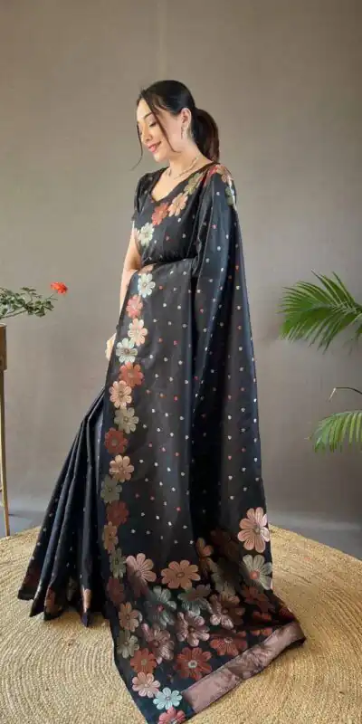 Black Soft Lichi Silk Cloth With Lace Saree | Sarees, Bollywood Sarees, Creative Sarees, Designer Sarees, Embroidered Sarees, Ethnic Saree, Modern Digital sarees, Party Wear Sarees
