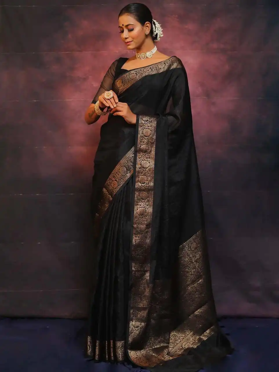 Black Soft Lichi Silk Lace Border Saree | Sarees, Bollywood Sarees, Creative Sarees, Designer Sarees, Embroidered Sarees, Ethnic Saree, Modern Digital sarees, Party Wear Sarees