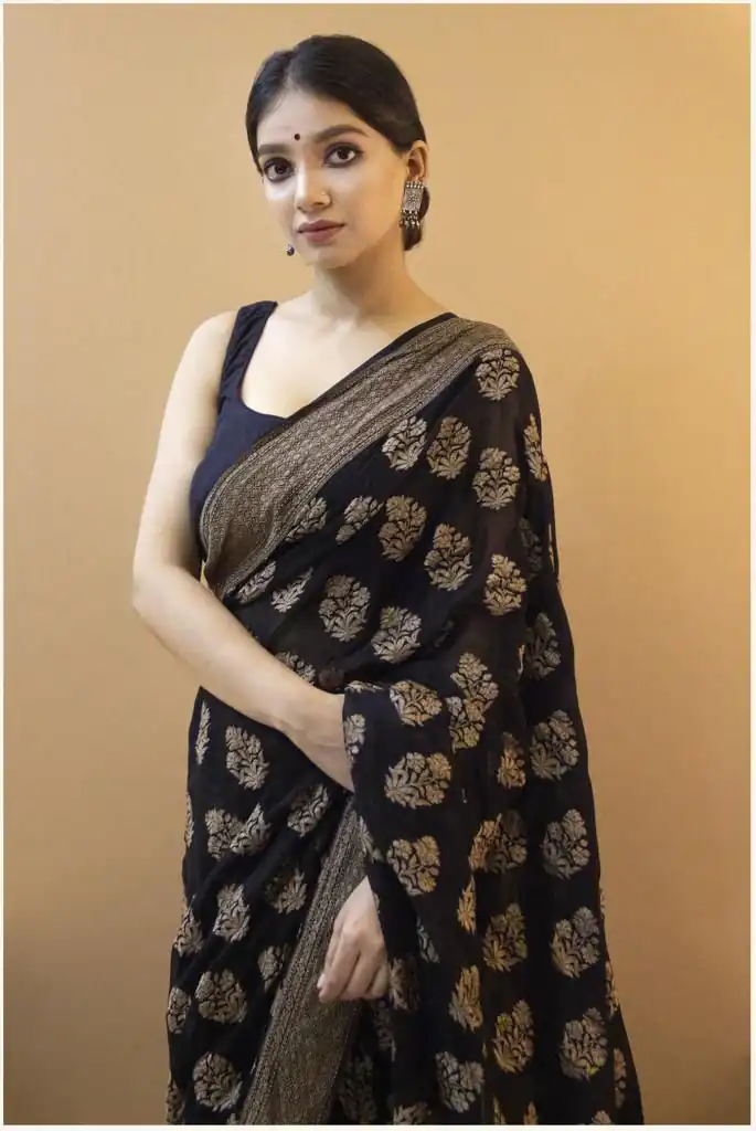 Black Soft Silk Jacquard All Over Saree | Sarees, Bollywood Sarees, Creative Sarees, Designer Sarees, Embroidered Sarees, Ethnic Saree, Modern Digital sarees, Party Wear Sarees