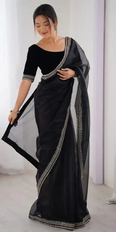Black Soft Twil Net Silk Embroidery Work Saree | Sarees, Bollywood Sarees, Creative Sarees, Designer Sarees, Embroidered Sarees, Ethnic Saree, Modern Digital sarees, Party Wear Sarees