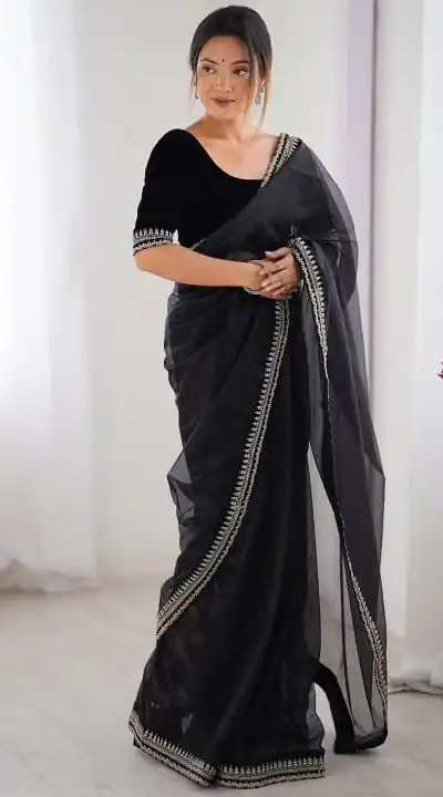 Black Soft Twil Net Silk Embroidery Work Saree | Sarees, Bollywood Sarees, Creative Sarees, Designer Sarees, Embroidered Sarees, Ethnic Saree, Modern Digital sarees, Party Wear Sarees