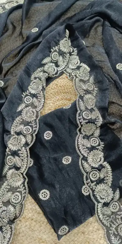Black Space Silk Embroidery Work Saree | Sarees, Bollywood Sarees, Creative Sarees, Designer Sarees, Embroidered Sarees, Ethnic Saree, Modern Digital sarees, Party Wear Sarees